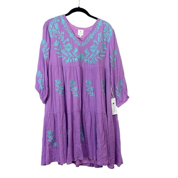 J Marie embroidered Madeline Dress Lavender Size S Peasant Cottagecore - Picture 2 of 10